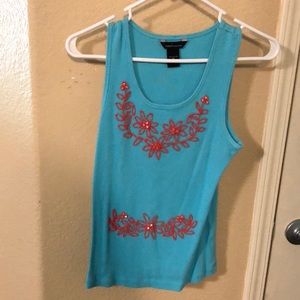 Turquoise beaded tank